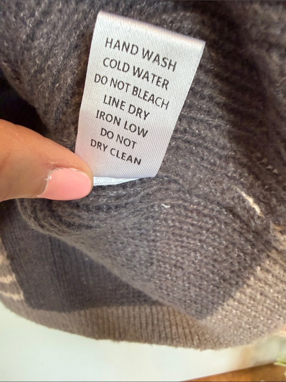 BiBi Patchwork Knit Sweater in Cream and Charcoal colors. - Picture 7 of 13